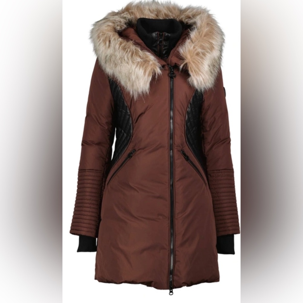 Noize  | Shapely fitted puffy coat with fur collar
